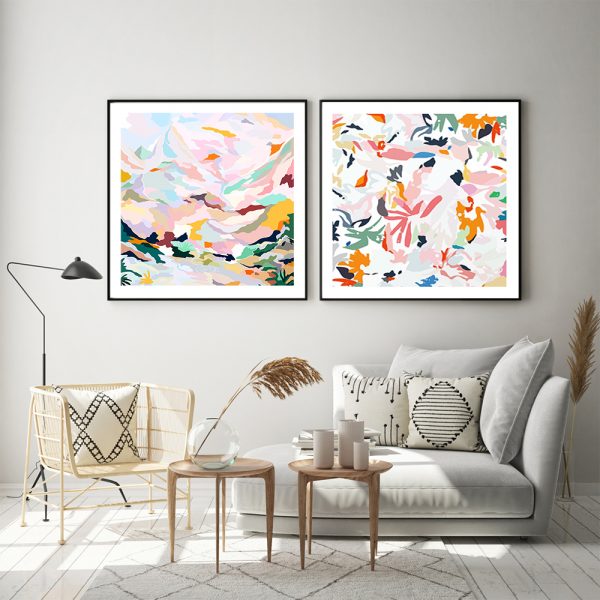 Wall Art - Abstract Mountain And Leaves 2 sets - Canvas Prints-Poster Prints - Image 3