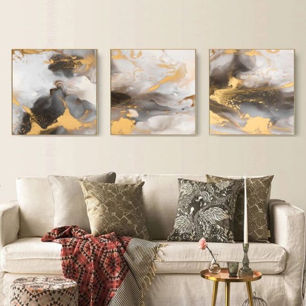 Wall Art - Marbled Pattern Square Size (3 sets) - Canvas Prints-Poster Prints