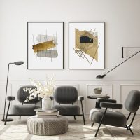 Wall art - Modern Gold 2 sets - Canvas Prints- Poster Prints
