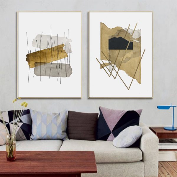 Wall art - Modern Gold 2 sets - Canvas Prints- Poster Prints - Image 2