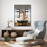 Wall Art - Giraffe In Bathroom - Canvas Prints-Poster Prints - Image 4