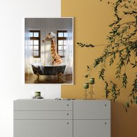 Wall Art - Giraffe In Bathroom - Canvas Prints-Poster Prints - Image 3