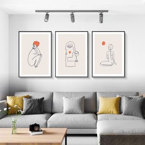 Wall Art  - Line Art Figures 3 sets - Poster Prints -Canvas Prints