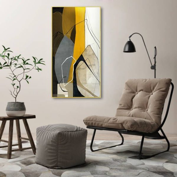 Wall Art – Abstract Yellow Black - Canvas Prints - Poster Prints