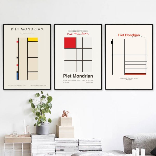 Wall Art -Abstract Artworks by Piet Mondrian ( 3 sets )- Poster Prints -Canvas Prints