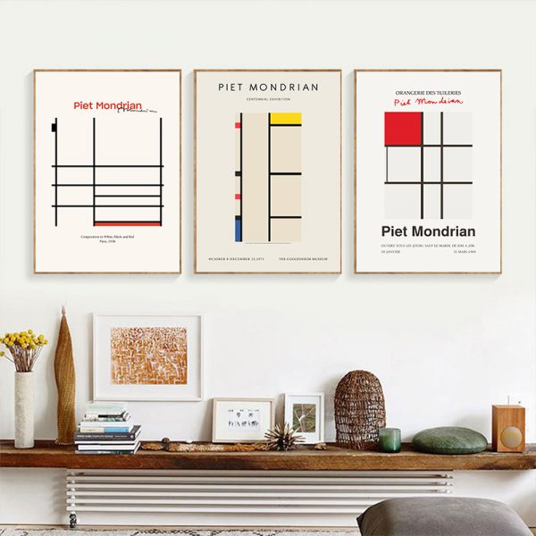 Wall Art -Abstract Artworks by Piet Mondrian ( 3 sets )- Poster Prints -Canvas Prints - Image 2