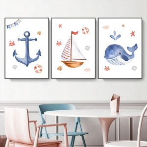 Wall Art - Nursery Whale ( 3 sets )- Poster Prints -Canvas Prints