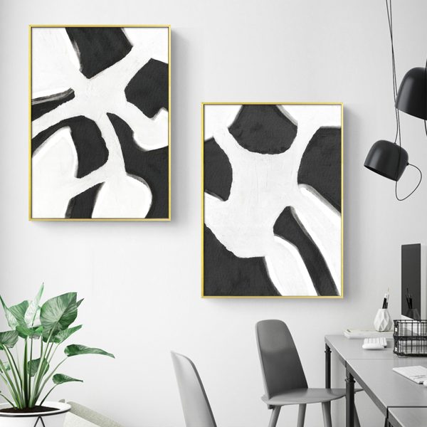 Wall art - Abstract Black White (2 sets)- Canvas Prints- Poster Prints - Image 2