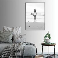 Wall Art - Surf Girl Black White - Canvas Prints-Poster Prints