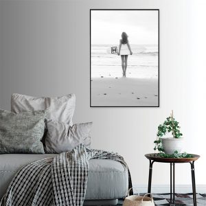 Wall Art - Surf Girl Black White - Canvas Prints-Poster Prints