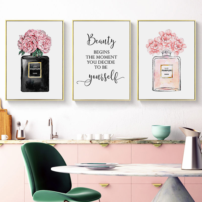 Set of 3 prints INSPIRED BY Chanel wall art, Beauty poster