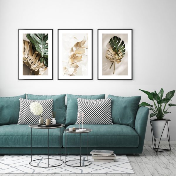 Wall Art - Monstera Leaves ( 3 sets )- Poster Prints -Canvas Prints - Image 3