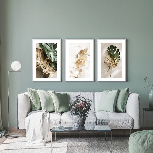 Wall Art - Monstera Leaves ( 3 sets )- Poster Prints -Canvas Prints - Image 2