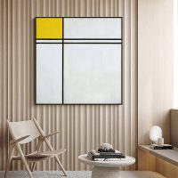 Wall Art - Double Line and Yellow By Piet Mondrian  - Canvas Prints-Poster Prints