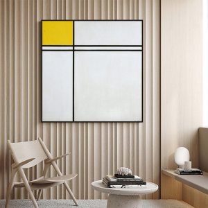 Wall Art - Double Line and Yellow By Piet Mondrian  - Canvas Prints-Poster Prints