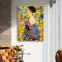 Wall Art - Lady With A fan By Klimt - Canvas Prints-Poster Prints