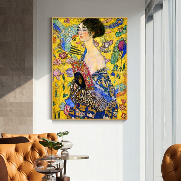 Wall Art - Lady With A fan By Klimt - Canvas Prints-Poster Prints