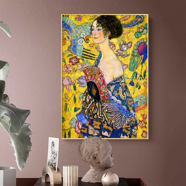 Wall Art - Lady With A fan By Klimt - Canvas Prints-Poster Prints - Image 3
