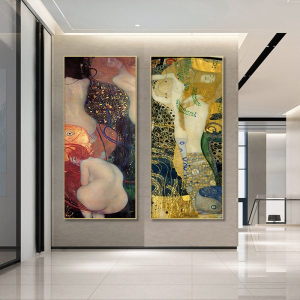 Wall Art - Water Serpents (2 sets) By Gustav Klimt