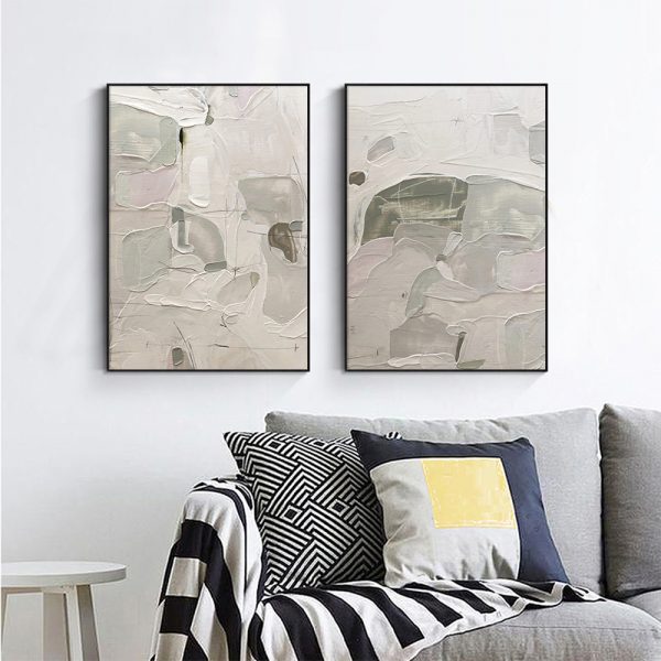 Wall art - Abstract Mint Grey (2 sets)- Canvas Prints- Poster Prints - Image 2