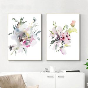 Wall art - Watercolor Floral (2 sets)- Canvas Prints- Poster Prints