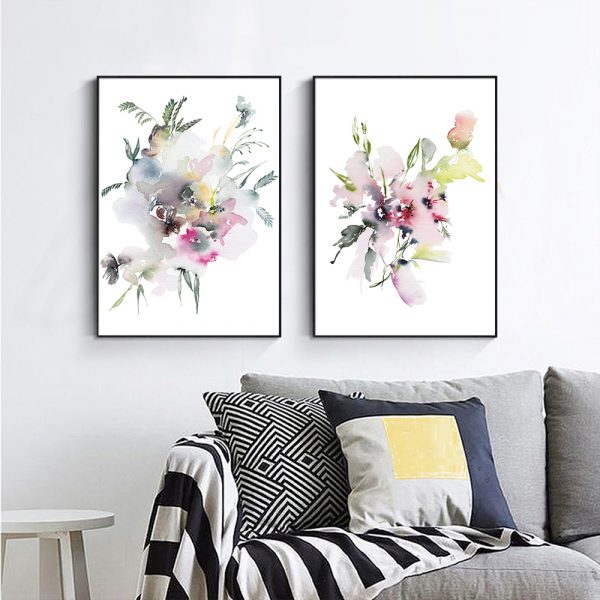 Wall art - Watercolor Floral (2 sets)- Canvas Prints- Poster Prints - Image 2