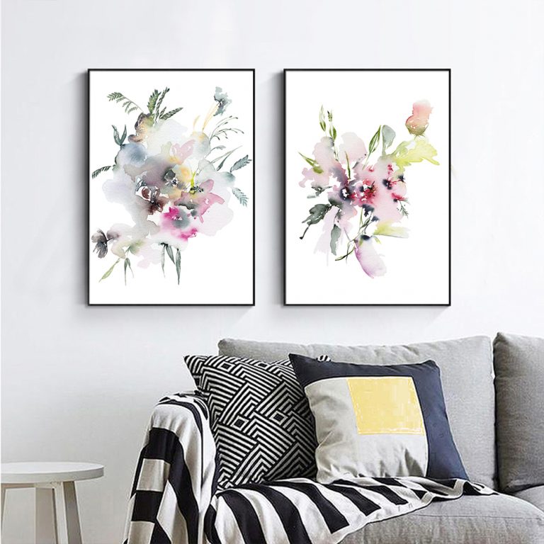 Wall art - Watercolor Floral (2 sets)- Canvas Prints- Poster Prints ...