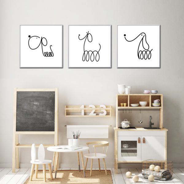 Wall Art - Lind Dogs Square Size (3 sets) - Canvas Prints-Poster Prints