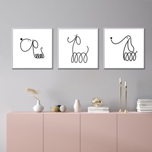 Wall Art - Lind Dogs Square Size (3 sets) - Canvas Prints-Poster Prints - Image 2