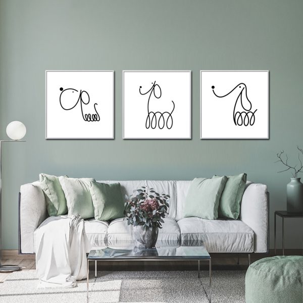 Wall Art - Lind Dogs Square Size (3 sets) - Canvas Prints-Poster Prints - Image 3