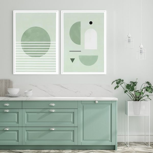 Wall art - Abstract Mint Green (2 sets)- Canvas Prints- Poster Prints