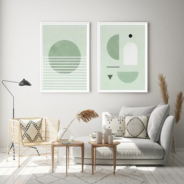 Wall art - Abstract Mint Green (2 sets)- Canvas Prints- Poster Prints - Image 2