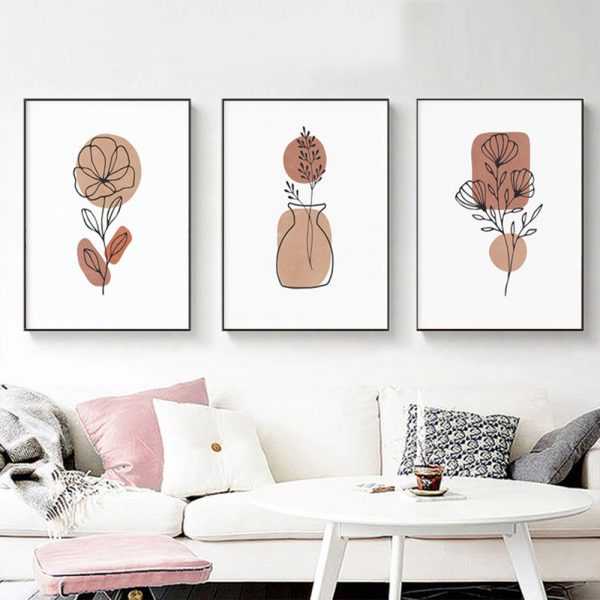 Wall Art - Abstract Boho Flowers ( 3 sets )- Poster Prints -Canvas Prints
