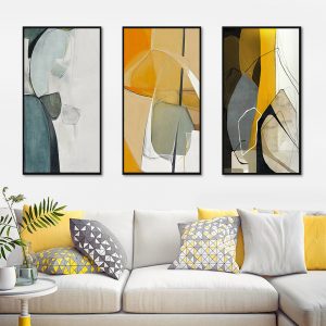 Wall Art – Abstract Yellow Black (3 sets) - Canvas Prints - Poster Prints