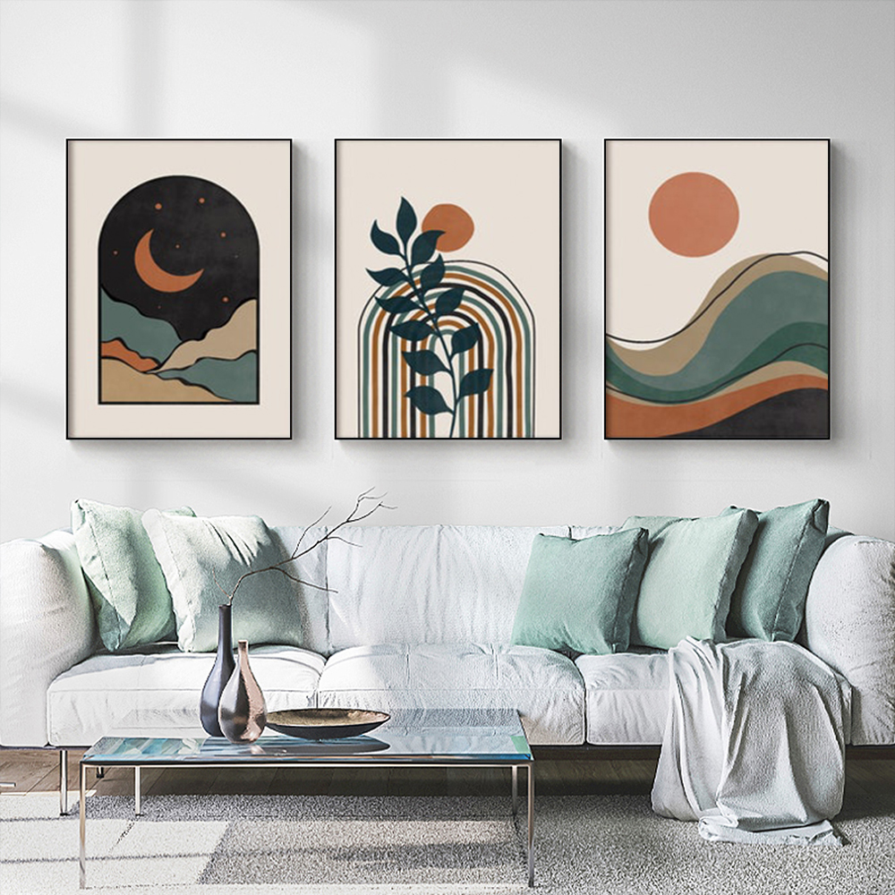 Wall Art - Abstract Dark Green ( 3 sets )- Poster Prints -Canvas