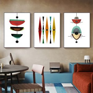 Wall Art - Mid Century Modern Abstract Art ( 3 sets )- Poster Prints -Canvas Prints