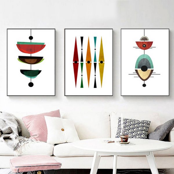 Wall Art - Mid Century Modern Abstract Art ( 3 sets )- Poster Prints -Canvas Prints - Image 2