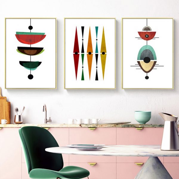 Wall Art - Mid Century Modern Abstract Art ( 3 sets )- Poster Prints -Canvas Prints - Image 3