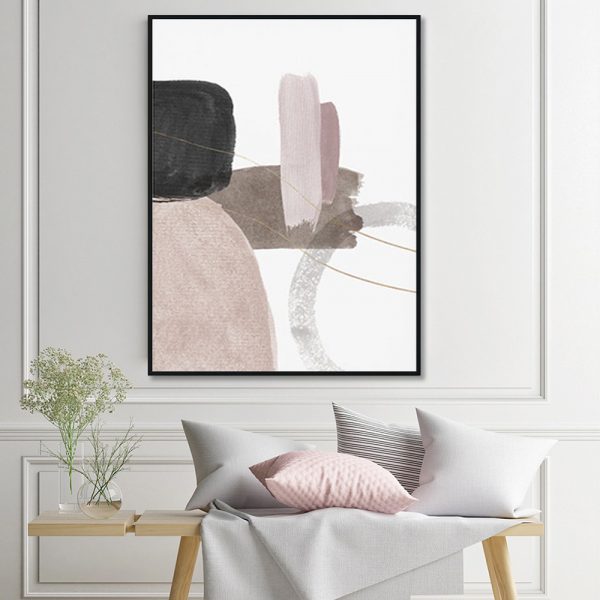 Wall Art - Abstract Light Pink Brush - Canvas Prints-Poster Prints - Image 3
