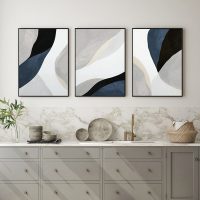 Wall Art - Abstract Navy Blue ( 3 sets )- Poster Prints -Canvas Prints - Image 3