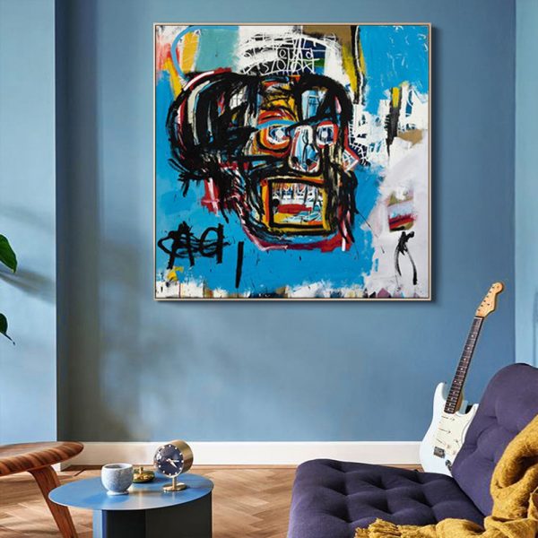 Wall Art - Blue Head By Basquiat - Canvas Prints-Poster Prints