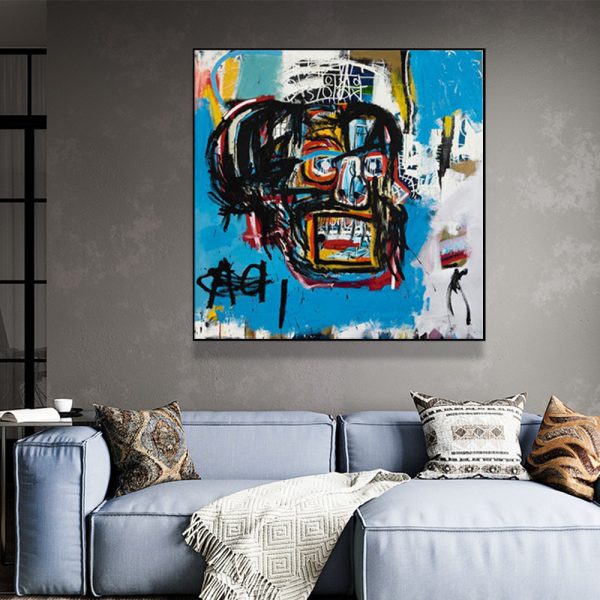 Wall Art - Blue Head By Basquiat - Canvas Prints-Poster Prints - Image 2