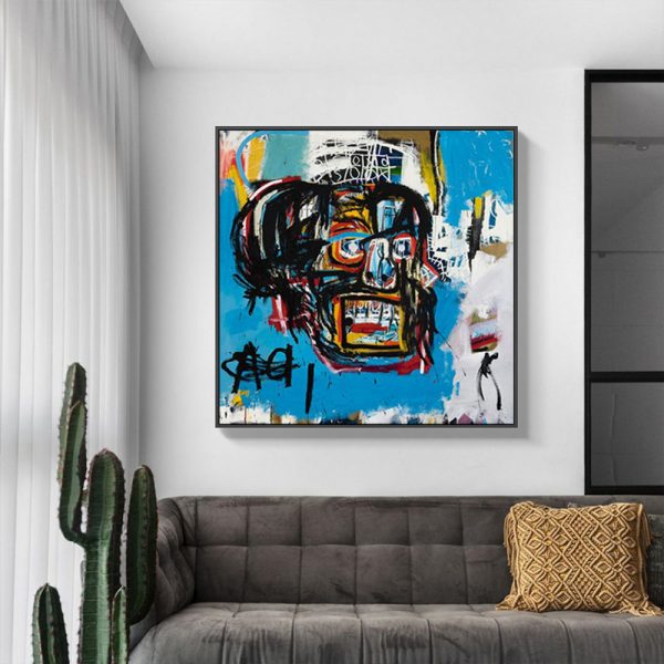 Wall Art - Blue Head By Basquiat - Canvas Prints-Poster Prints - Image 3