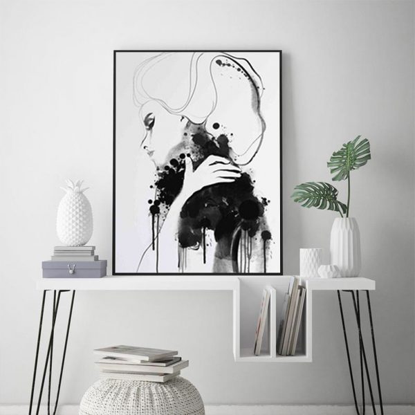Wall Art - Vogue Girl Black and White - Canvas Prints-Poster Prints - Image 2