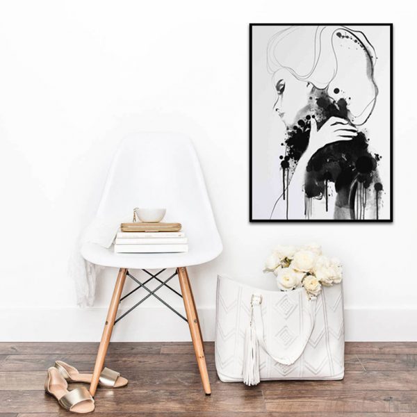 Wall Art - Vogue Girl Black and White - Canvas Prints-Poster Prints - Image 3