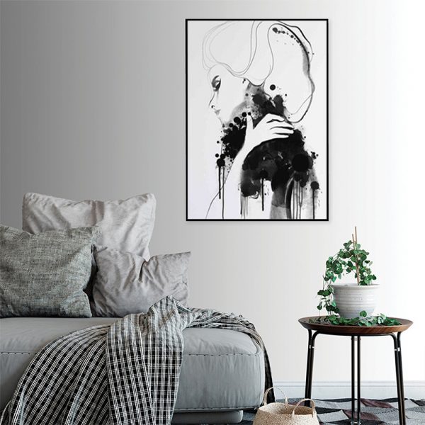Wall Art - Vogue Girl Black and White - Canvas Prints-Poster Prints