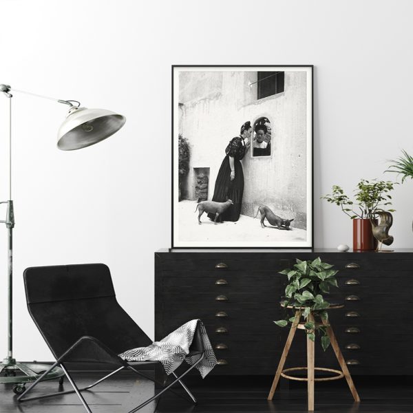 Wall Art - Frida Kahlo And Her Dogs - Canvas Prints-Poster Prints