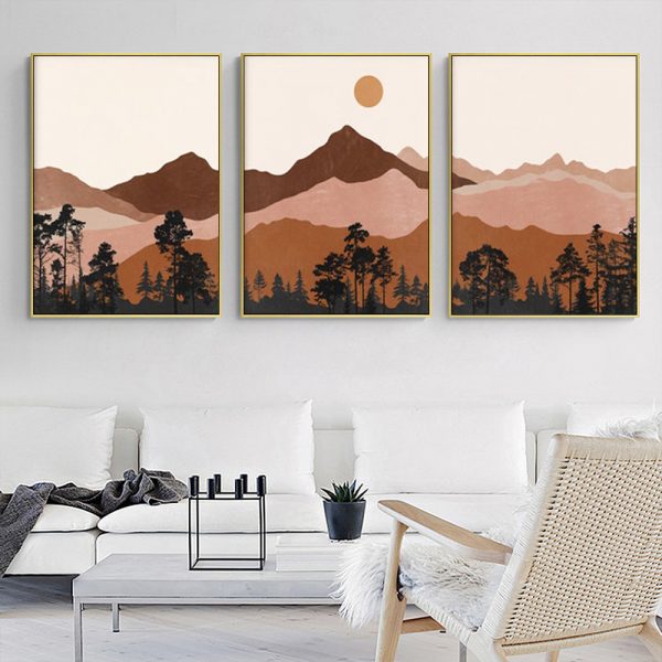 Wall Art  - Mid Century Mountain 3 sets - Poster Prints -Canvas Prints - Image 2
