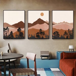 Wall Art  - Mid Century Mountain 3 sets - Poster Prints -Canvas Prints