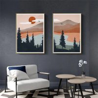 Wall art - Mid Century Mountain (2 sets)- Canvas Prints- Poster Prints